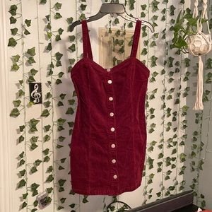 Corduroy burgundy overall dress